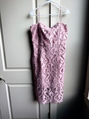 Bardot Dusty Pink Lace Midi Dress with Spaghetti Straps